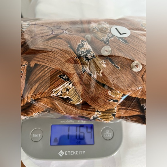 Stitchfix French Grey Brown Floral MIDI Cottagecore Milkmaid Dress Size Large - Picture 10 of 10